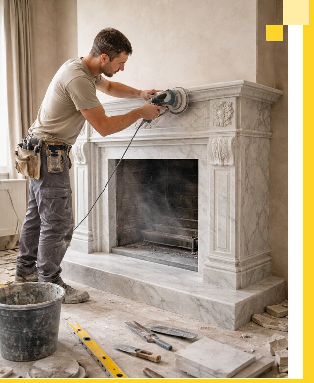 Изготовление и установка мраморных каминов в Щербинке под ключ