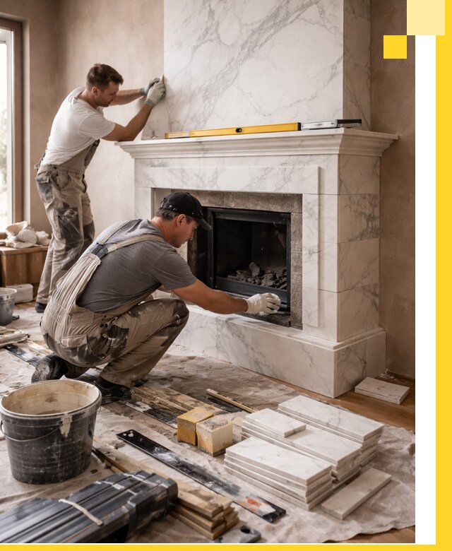 Отделка каминов в Щербинке качественные облицовочные работы