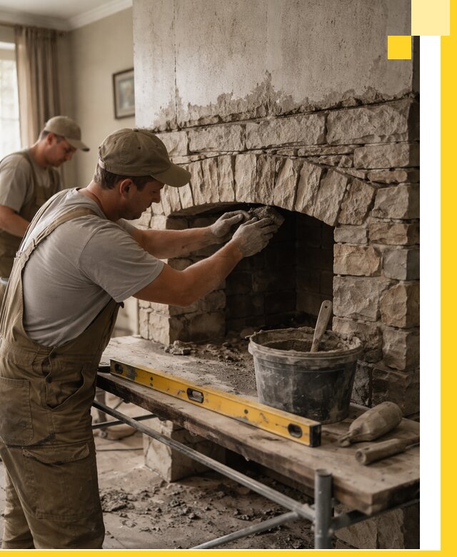 Изготовление каминов под ключ в Щербинке, монтаж и отделка