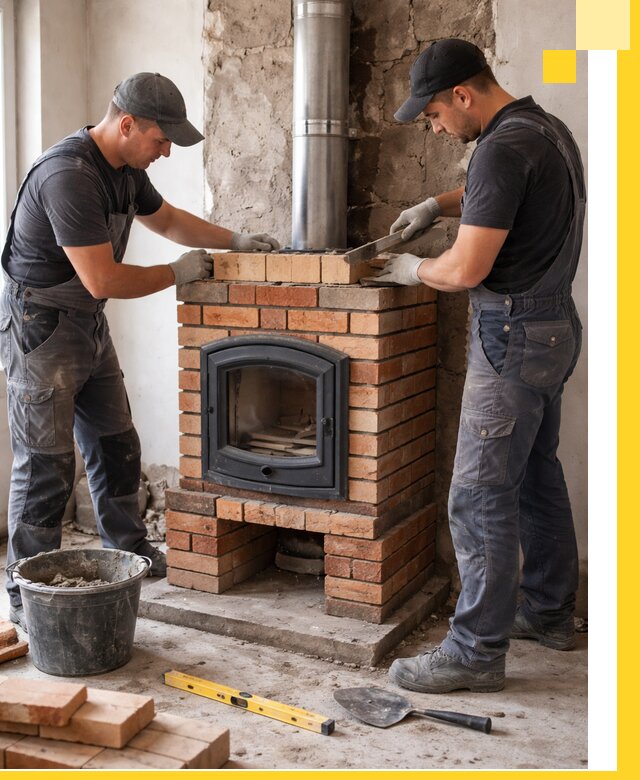 Монтаж печи камина под ключ в Щербинке с гарантией и пусконаладкой