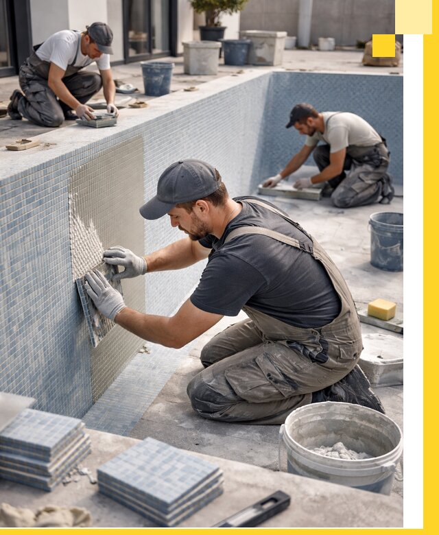 Облицовка бассейнов в Щербинке плитка мозаика гидроизоляция