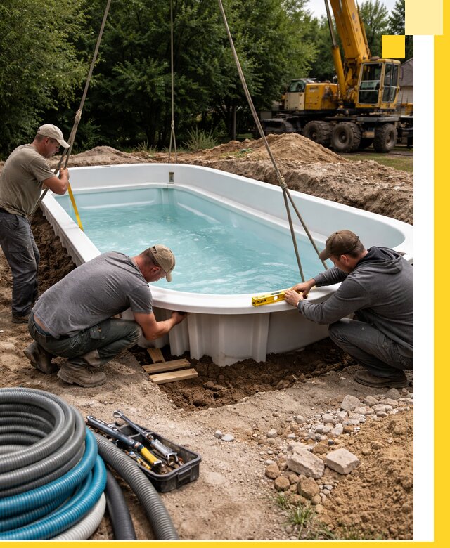 Установка и монтаж композитных бассейнов под ключ в Щербинке