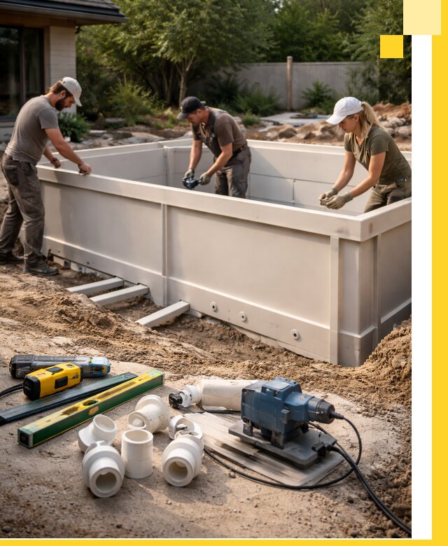 Установка полипропиленовых бассейнов под ключ в Щербинке