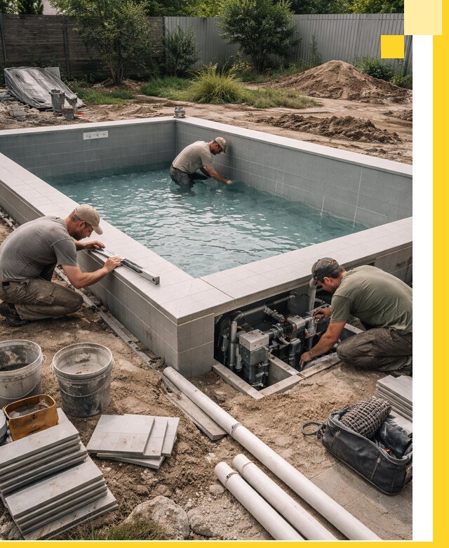 Строительство и монтаж бассейнов для дачи под ключ в Щербинке