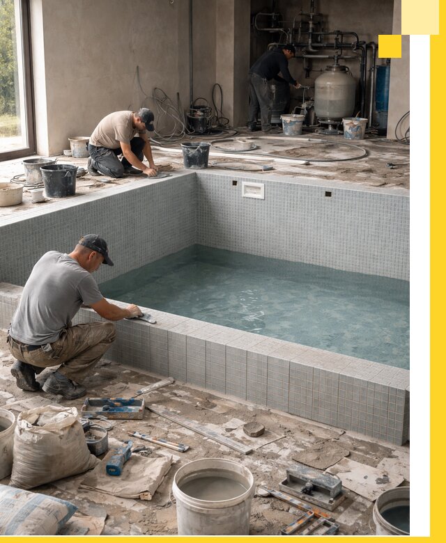 Строительство и монтаж бассейнов в помещении в Щербинке