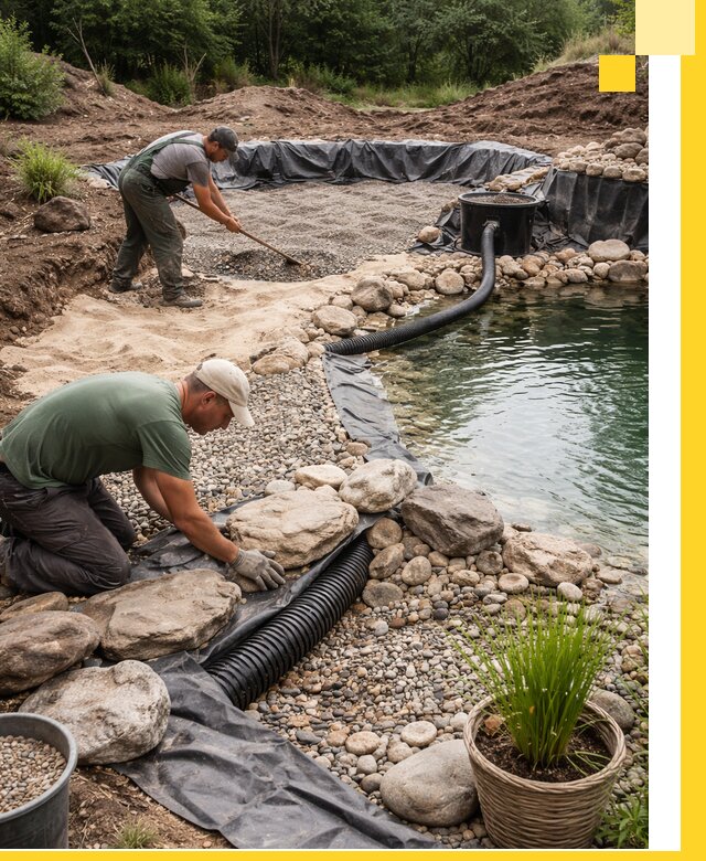 Строительство природных бассейнов и озер в Щербинке под ключ