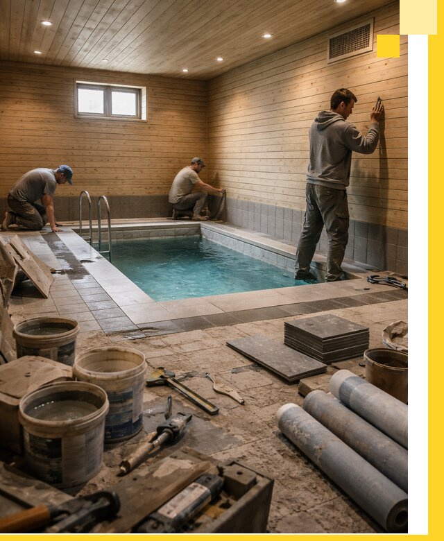 Строительство бани с бассейном и сауной под ключ в Щербинке