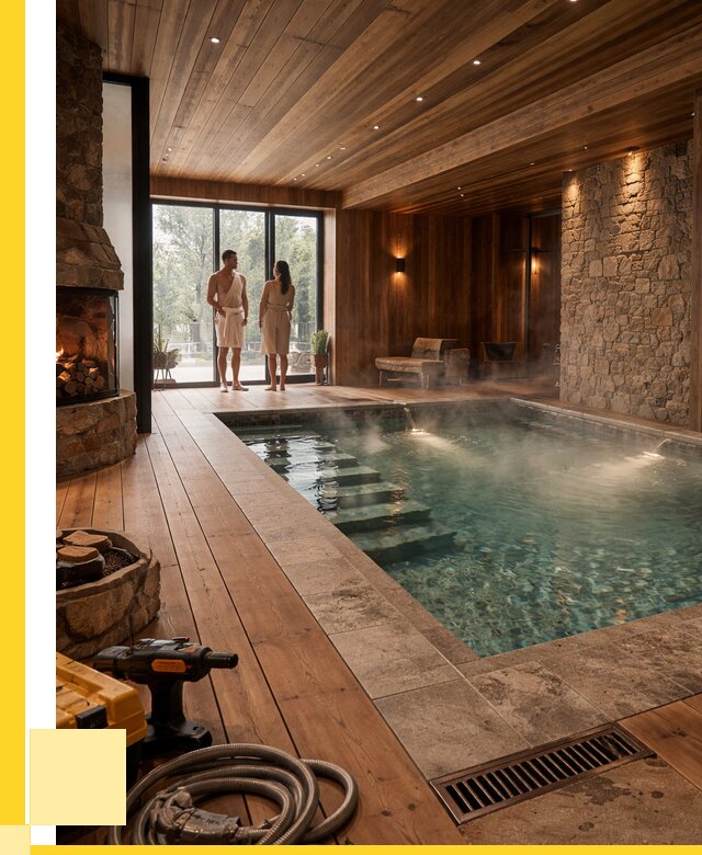 Проекты бань с бассейном под ключ в Щербинке от 76365 р., ЭриданЩрб