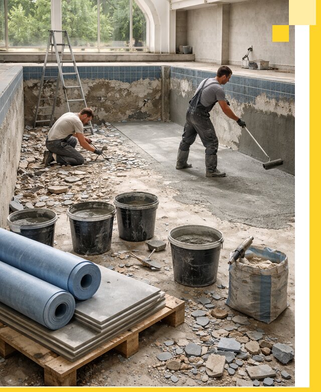 Реконструкция бассейнов в Щербинке: ремонт, гидроизоляция