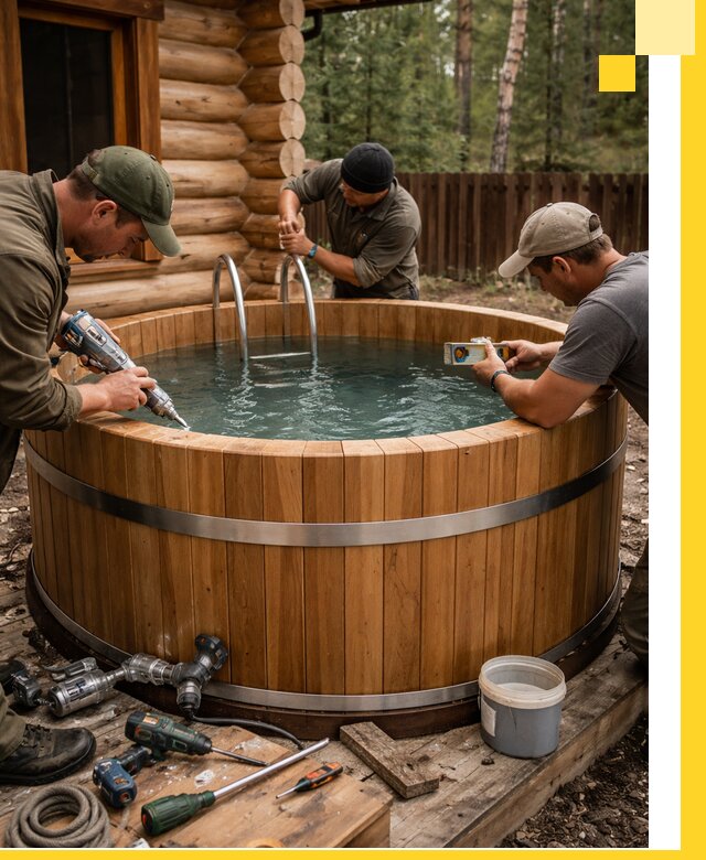 Строительство бань с купелью под ключ и отделкой в Щербинке