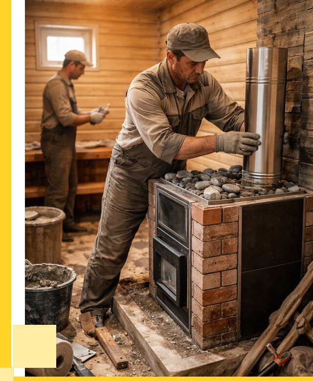 Монтаж печи в бане под ключ в Щербинке от 20364 р. | ЭриданЩрб