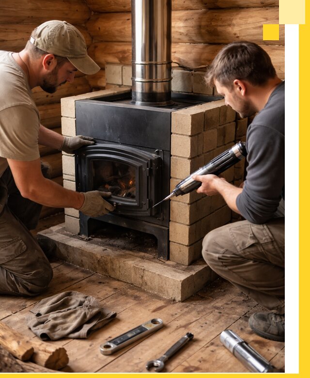 Монтаж и установка печи в бане под ключ с гарантией в Щербинке