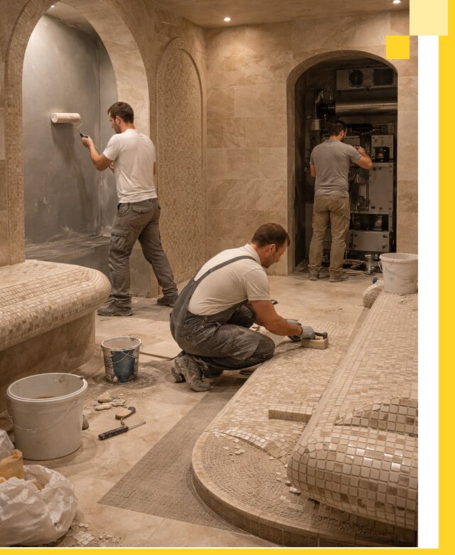 Строительство бани с хамамом и бассейном под ключ в Щербинке