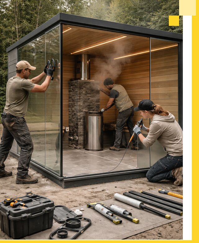 Проектирование и строительство стеклянных бань в Щербинке