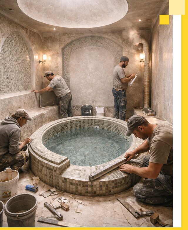 Профессиональное строительство хамама с бассейном в Щербинке под ключ