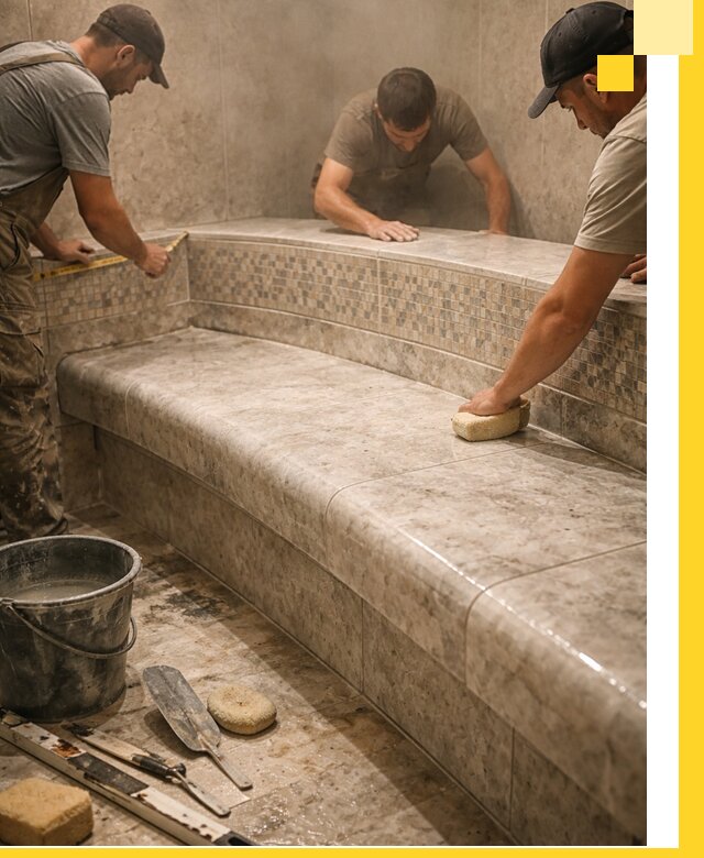 Изготовление и установка сидений для хамама в Щербинке